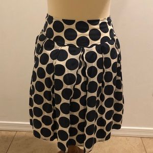 Banana Republic Navy Polka dot pleated silk skirt
